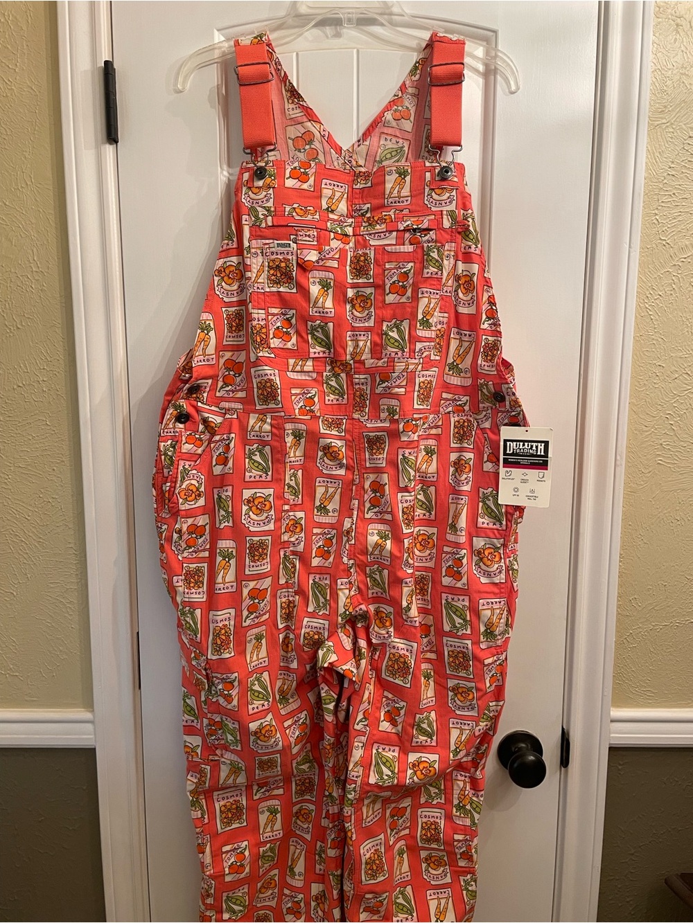 🌟NWT🌟Duluth Heirloom seed packet print overalls, size XL x 35